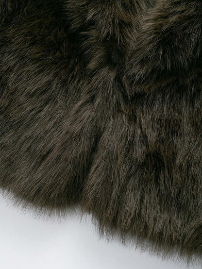 Faux Fur Collar Jacket – Women's Winter Coat – Date Brown Casual Outerwear