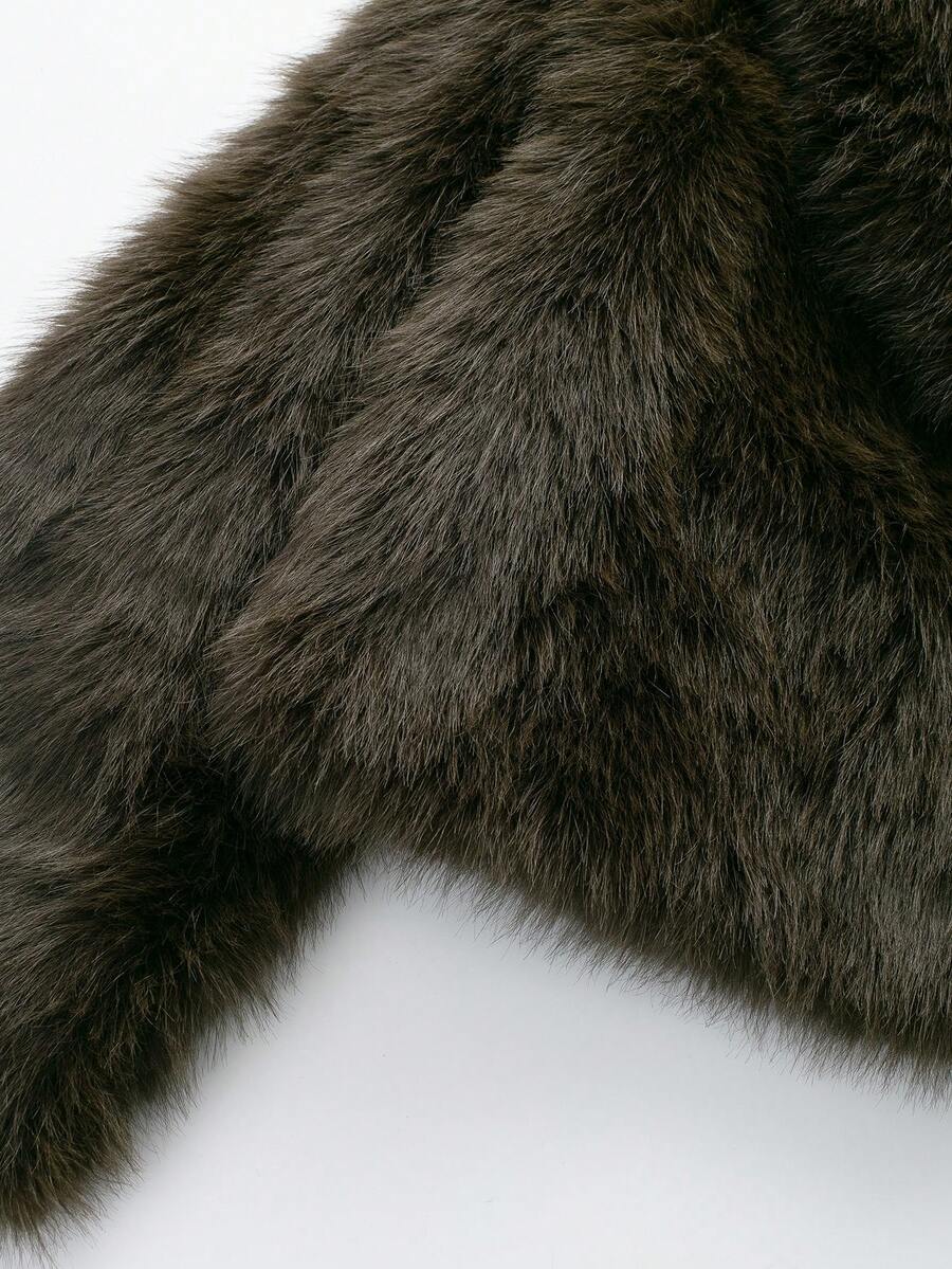 Faux Fur Collar Jacket – Women's Winter Coat – Date Brown Casual Outerwear