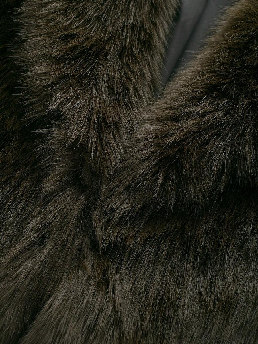 Faux Fur Collar Jacket – Women's Winter Coat – Date Brown Casual Outerwear