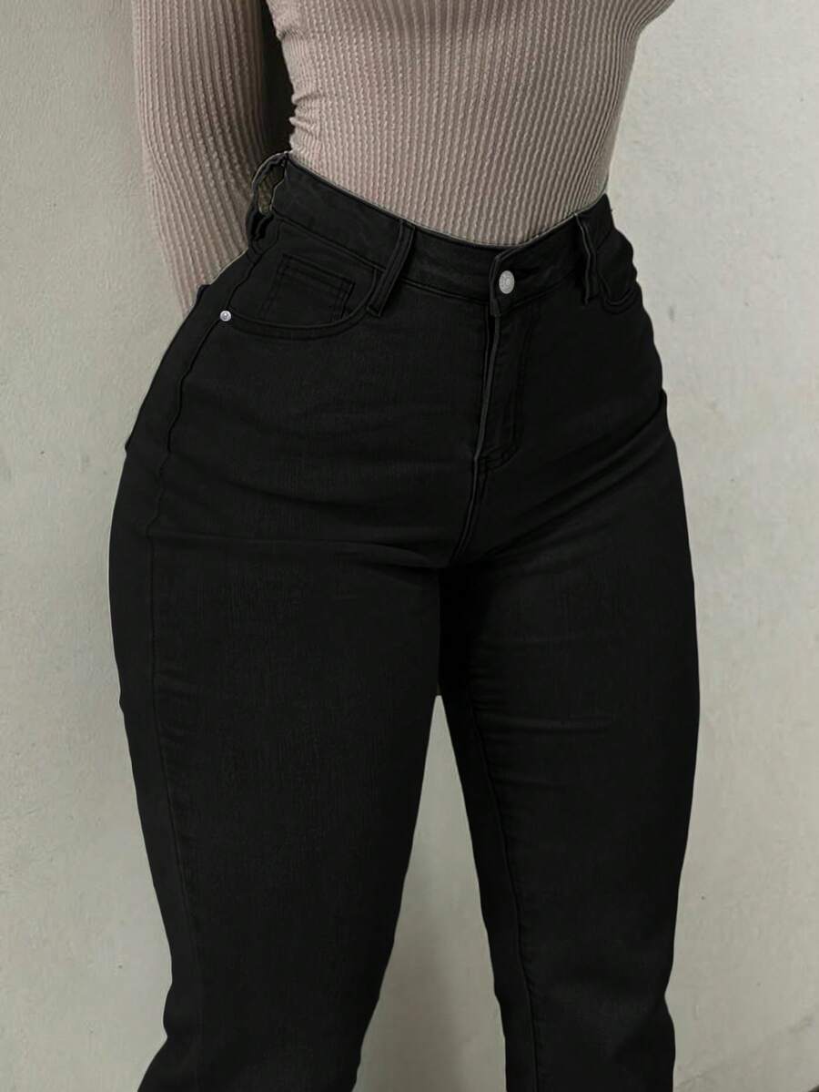 Women Y2K Flare Jeans – High Waist Stretch Denim – Embroidered Bow Slim Fit