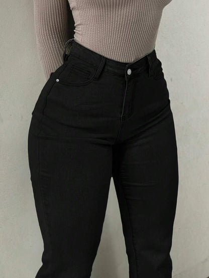 Women Y2K Flare Jeans – High Waist Stretch Denim – Embroidered Bow Slim Fit