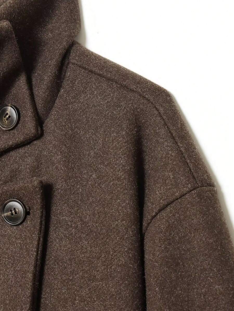 Women Short Jacket Khaki – Minimalist Button Coat – Casual Structured Fit