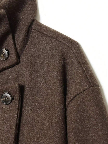 Women Short Jacket Khaki – Minimalist Button Coat – Casual Structured Fit