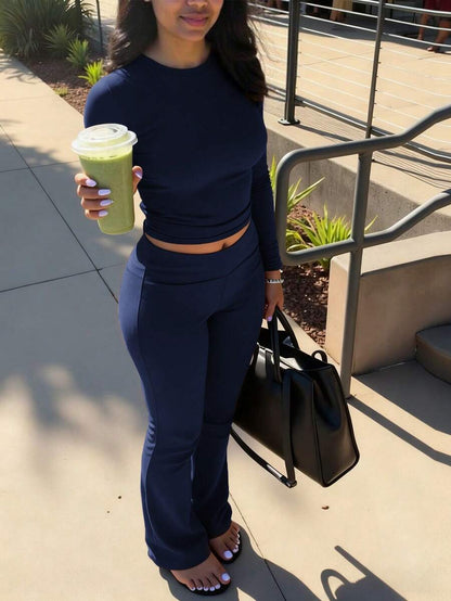2 Piece Flared Lounge Set – Women – Casual Knit Outfit