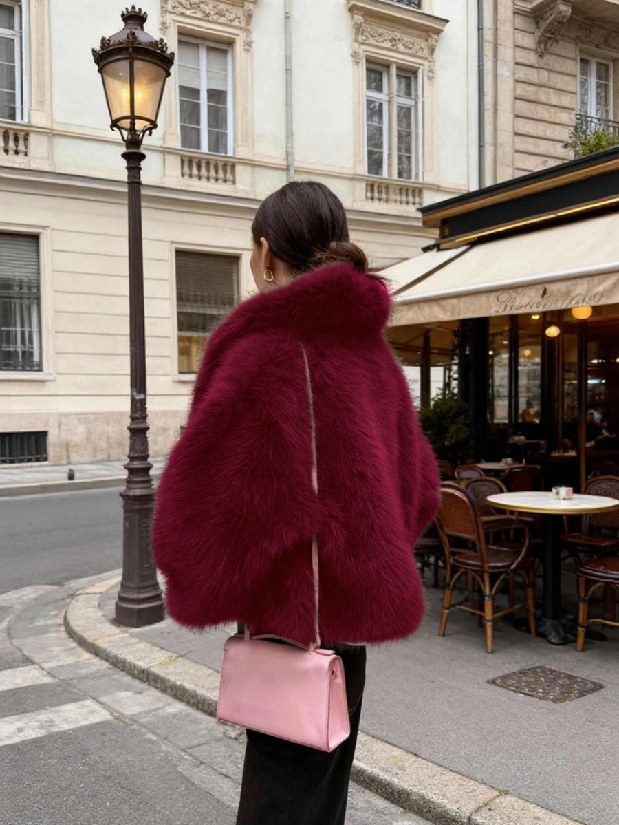 Women's Retro High-End Faux Fur Short Jacket, Loose Version Fashion Casual Coat Winter