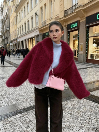 Women's Retro High-End Faux Fur Short Jacket, Loose Version Fashion Casual Coat Winter