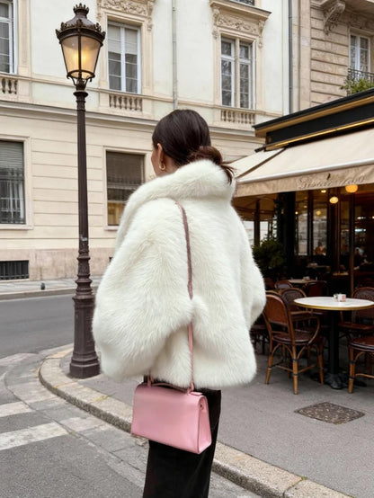 Women's Retro High-End Faux Fur Short Jacket, Loose Version Fashion Casual Coat Winter