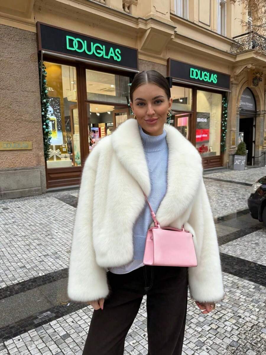 Women's Retro High-End Faux Fur Short Jacket, Loose Version Fashion Casual Coat Winter