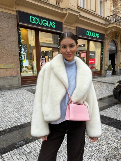 Women's Retro High-End Faux Fur Short Jacket, Loose Version Fashion Casual Coat Winter