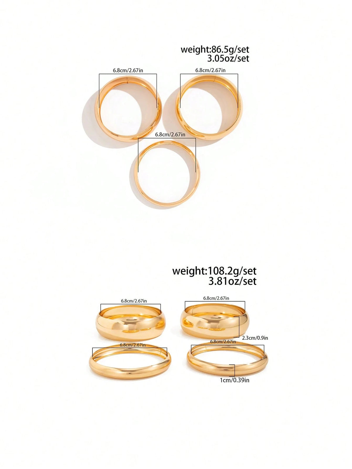 Vintage Gold Bangle Bracelet Set Women – 4 Piece Minimalist Geometric Jewellery