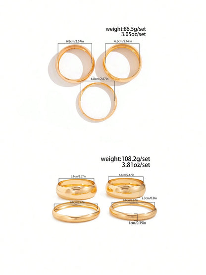 Vintage Gold Bangle Bracelet Set Women – 4 Piece Minimalist Geometric Jewellery