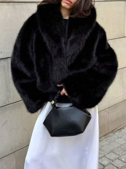 Faux Fur Collar Jacket – Women's Winter Coat – Date Brown Casual Outerwear
