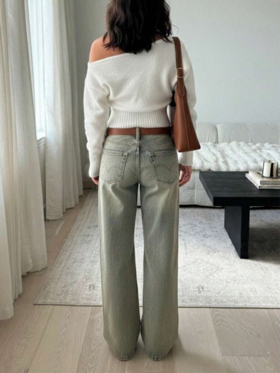 Off Shoulder Knit Sweater – Sexy – Cropped Autumn Pullover