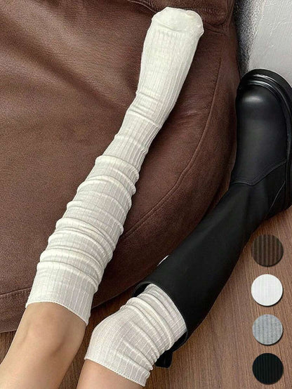 Over The Knee Socks – Vertical Stripe Acrylic Knit Warm Winter Style