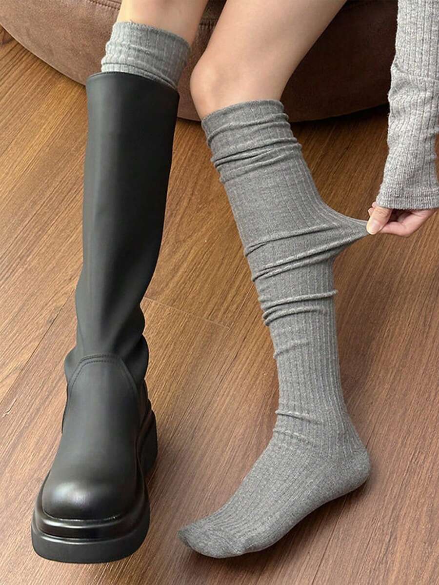 Over The Knee Socks – Vertical Stripe Acrylic Knit Warm Winter Style