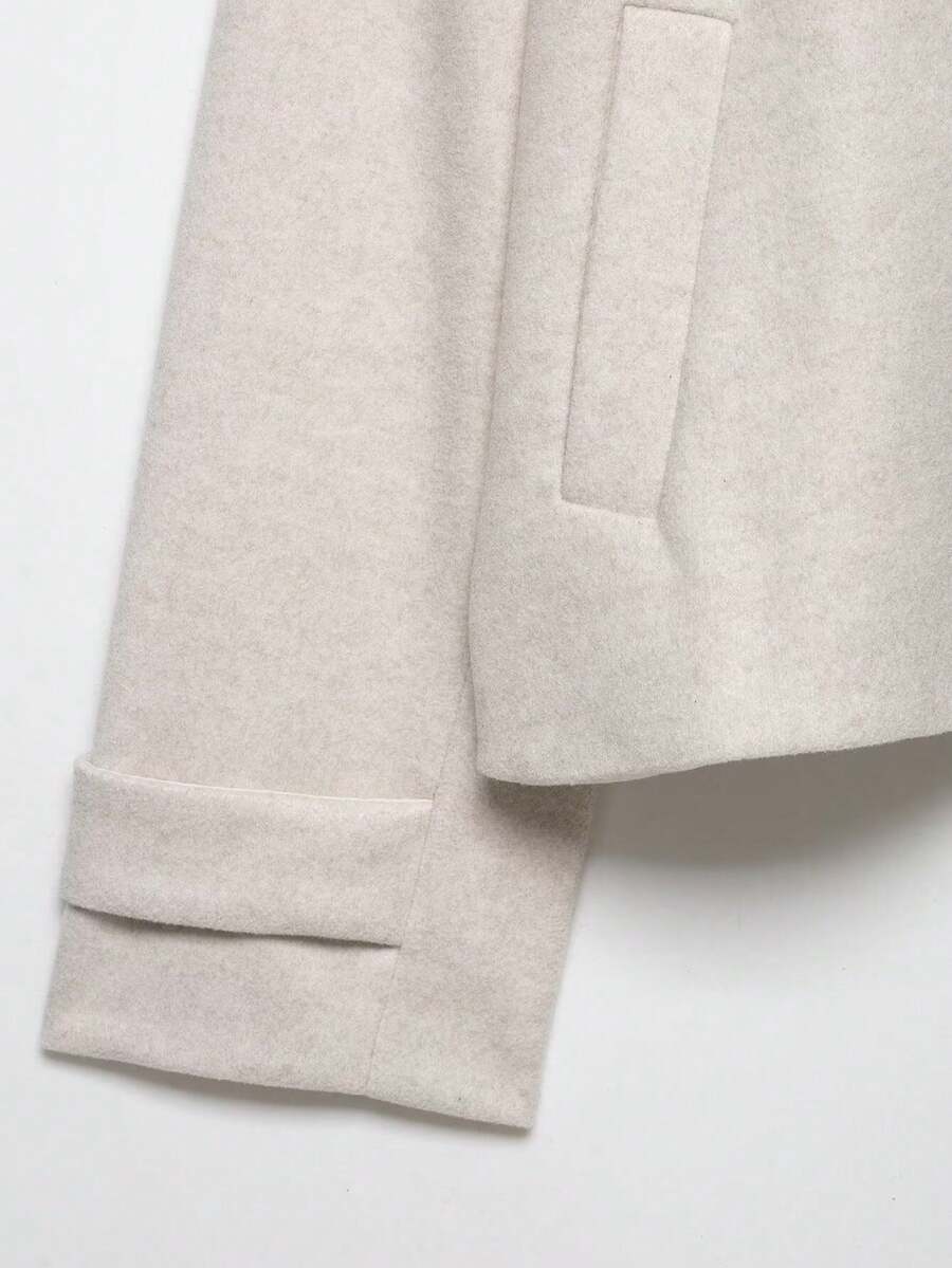 Women Short Jacket Khaki – Minimalist Button Coat – Casual Structured Fit