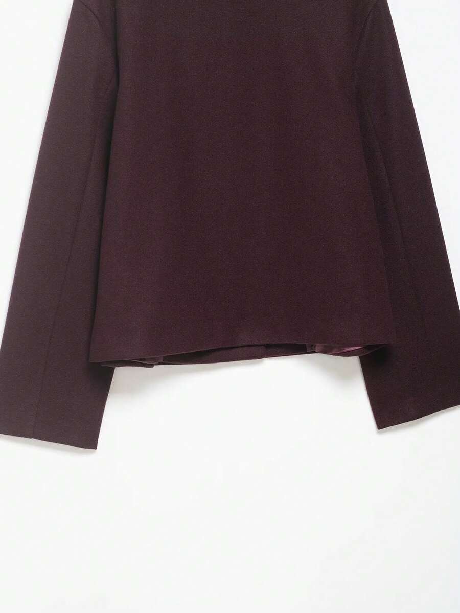 Women Short Jacket Khaki – Minimalist Button Coat – Casual Structured Fit