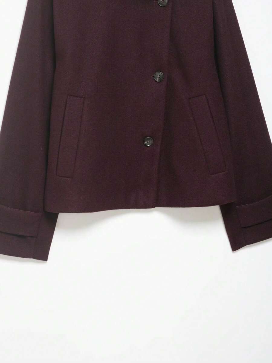 Women Short Jacket Khaki – Minimalist Button Coat – Casual Structured Fit