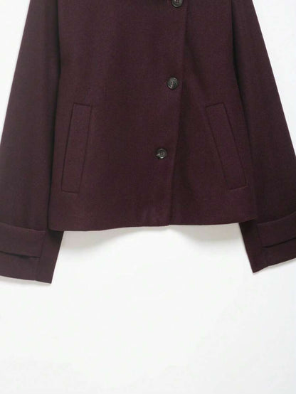 Women Short Jacket Khaki – Minimalist Button Coat – Casual Structured Fit