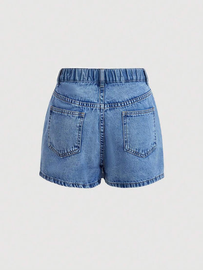Women Denim Skort Plus Size – High Waist Asymmetric Shorts Skirt With Pockets