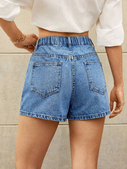 Women Denim Skort Plus Size – High Waist Asymmetric Shorts Skirt With Pockets