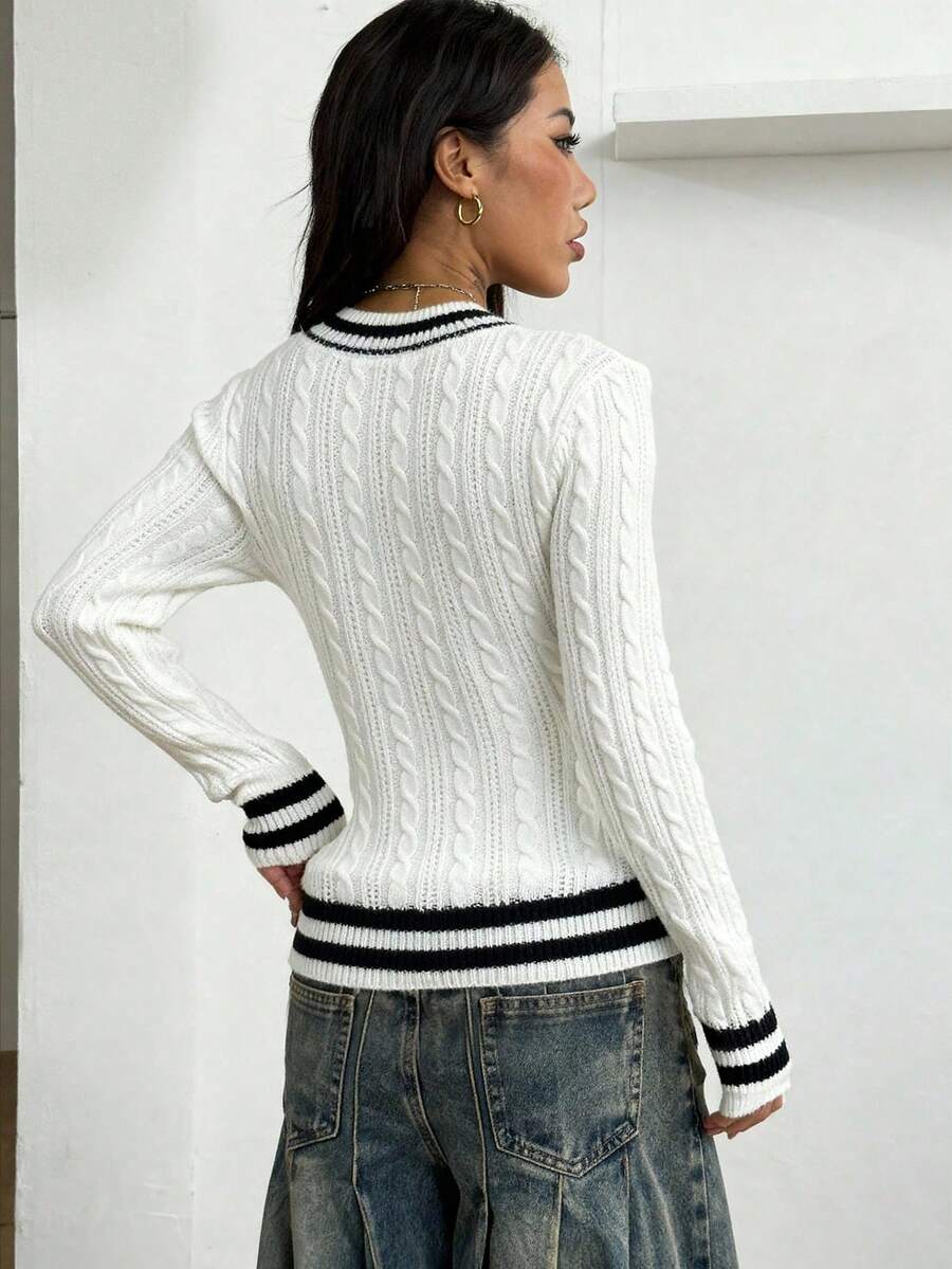 Vintage Ribbed Scoop Neck Sweater – Autumn / Winter – Y2K Knit Pullover