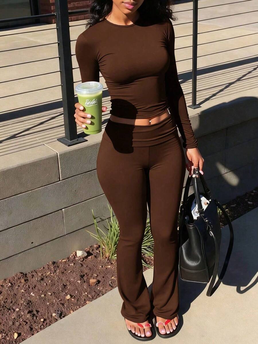 2 Piece Flared Lounge Set – Women – Casual Knit Outfit