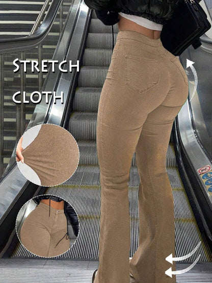 Women Y2K Flare Jeans – High Waist Stretch Denim – Embroidered Bow Slim Fit