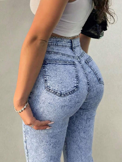Women Y2K Flare Jeans – High Waist Stretch Denim – Embroidered Bow Slim Fit
