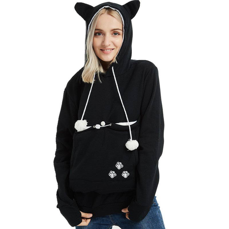 Cat Lovers Hoodie With Cuddle Pouch – Women’s Casual Hooded Sweatshirt