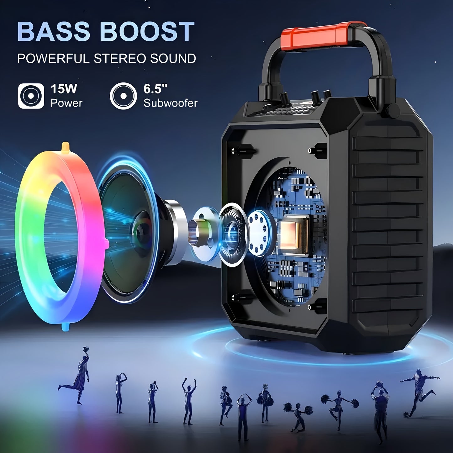Singing Machine – Mini Sparkle Bluetooth Karaoke Speaker – With 2 Microphones – Wireless BT – Colour Changing Lights – Party Entertainment