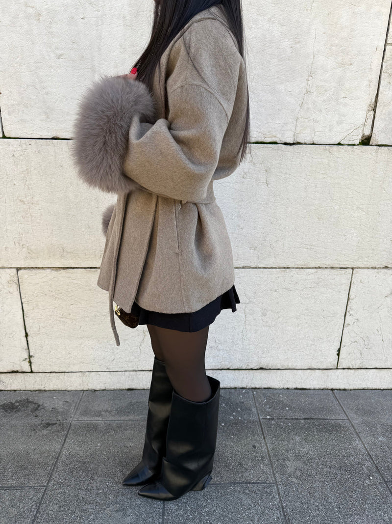 Women Soft Wool Coat – Elegant Wrap Coat – Loose Fit With Belt Winter