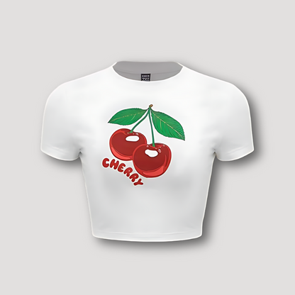 Summer Graphic Tees White Crop Tops for Ladies