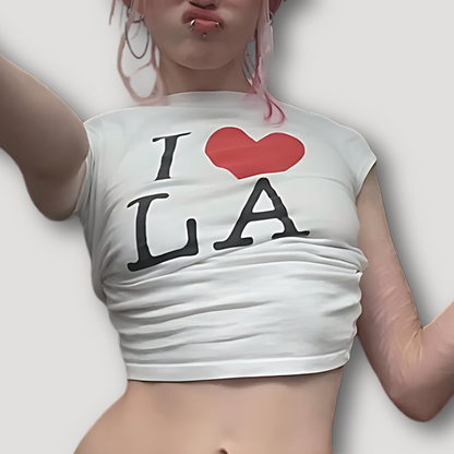 Summer Graphic Tees White Crop Tops for Ladies