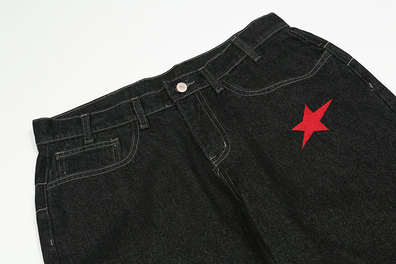 Red Star Graphic Black Jeans | RR