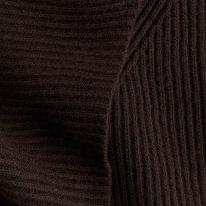 Scarf Neck Ribbed Sweater Women – Relaxed Fit Knit – Long Sleeve With Draped Collar