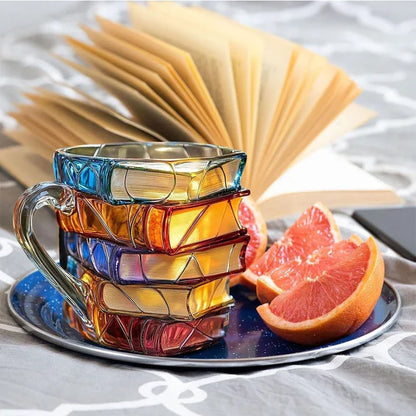 Handmade 3D Reading Mug – Glass – Unique Bookshelf Design – Dishwasher Safe