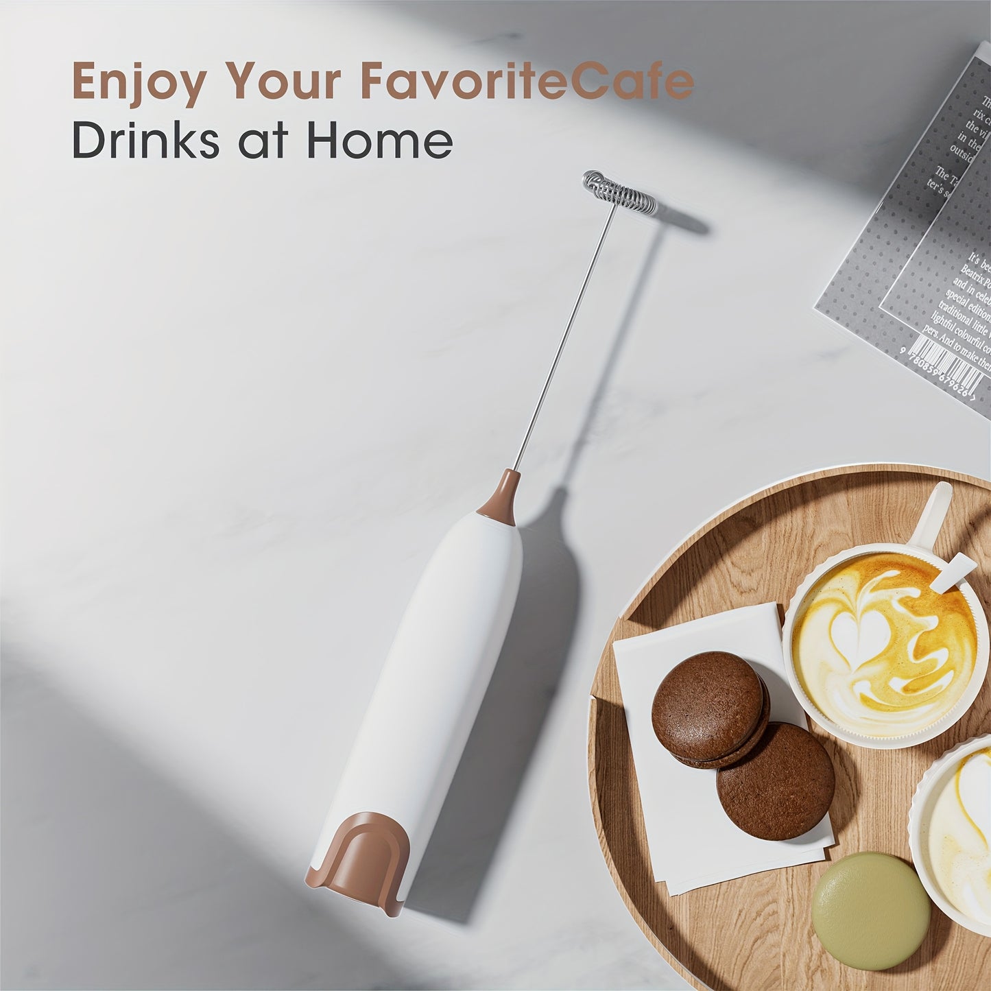 Electric Milk Frother – 10000 RPM, Stainless Steel, Cordless, Battery-Free Design