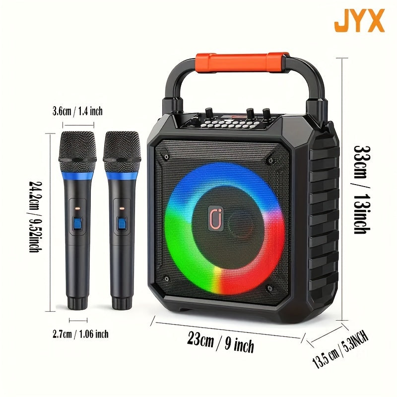Singing Machine – Mini Sparkle Bluetooth Karaoke Speaker – With 2 Microphones – Wireless BT – Colour Changing Lights – Party Entertainment