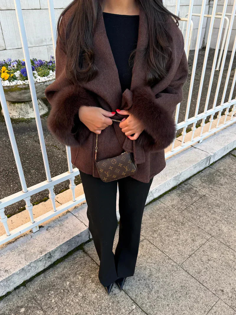 Women Soft Wool Coat – Elegant Wrap Coat – Loose Fit With Belt Winter