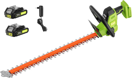 SUNCHERS 20V Cordless Hedge Trimmer Garden Tools with 2 Batteries and Charger, 550mm Blade Length, Electric Hedge Shear Bush Trimming, Grass Shrub Pruner Cutter Mover for Yard, Lawn