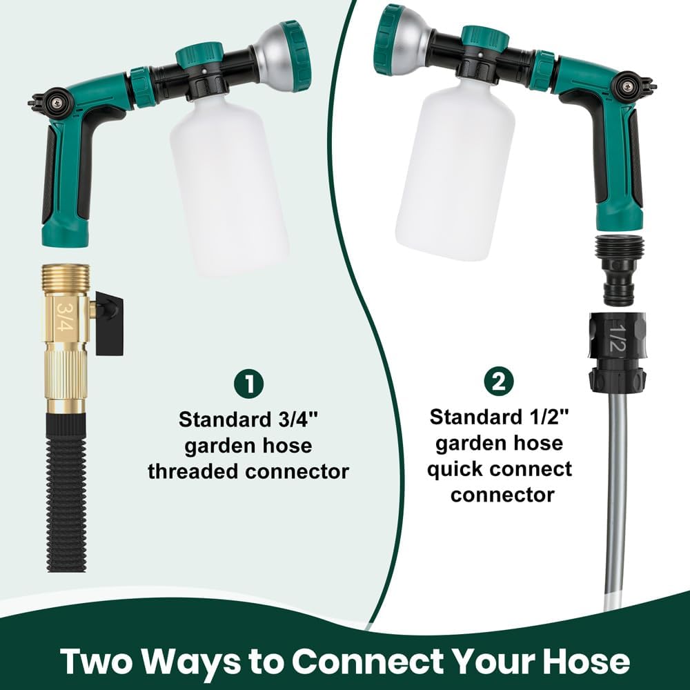 VENETIO 8-Dial Hose End Sprayer for Liquid Fertilizer/Soap | Precision Lawn, Yard & Garden Feeder with 500mL Bottle for Uniform Fertilizing and Watering Plants | Car, Dog Wash Hose Attachment Nozzle