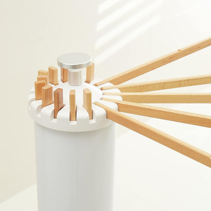 Foldable Tripod Clothes Drying Rack – Portable Wooden Airer – Space-Saving Laundry Stand (16 Rods)