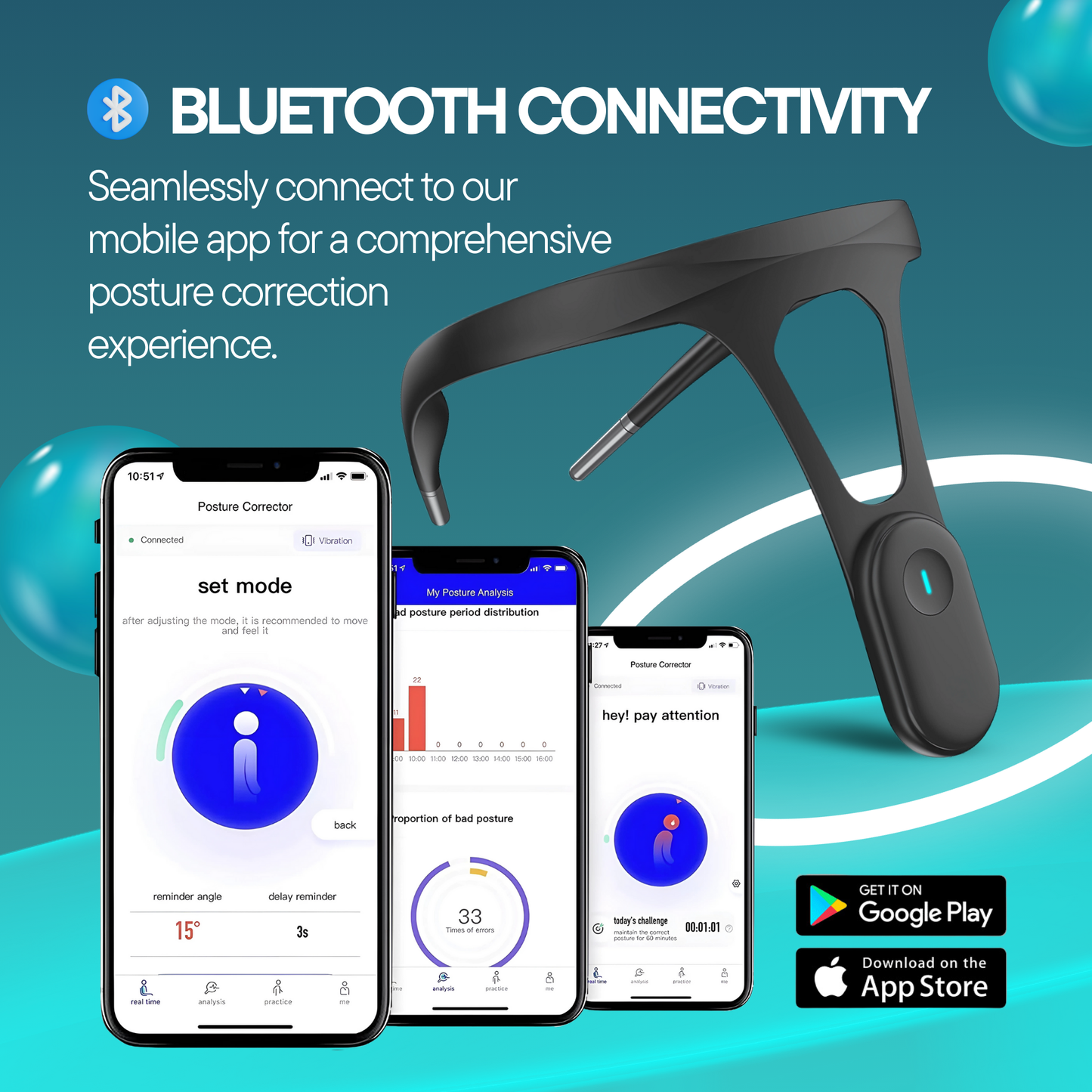 Smart Posture Luxe – Intelligent Posture Corrector – Bluetooth App – Adjustable Fit