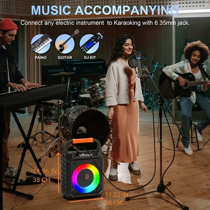 Singing Machine – Mini Sparkle Bluetooth Karaoke Speaker – With 2 Microphones – Wireless BT – Colour Changing Lights – Party Entertainment