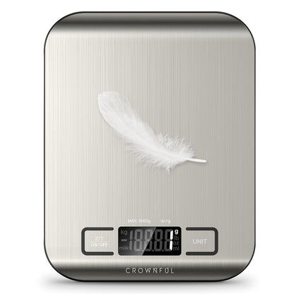 Digital Kitchen Scale – 5kg Capacity, 0.1g Precision, Tare Function, Silver Finish