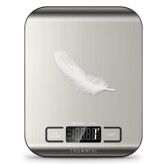 Digital Kitchen Scale – 5kg Capacity, 0.1g Precision, Tare Function, Silver Finish