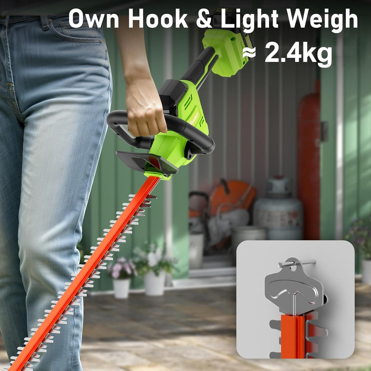 SUNCHERS 20V Cordless Hedge Trimmer Garden Tools with 2 Batteries and Charger, 550mm Blade Length, Electric Hedge Shear Bush Trimming, Grass Shrub Pruner Cutter Mover for Yard, Lawn