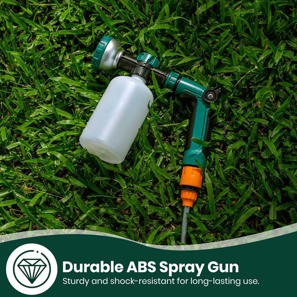 VENETIO 8-Dial Hose End Sprayer for Liquid Fertilizer/Soap | Precision Lawn, Yard & Garden Feeder with 500mL Bottle for Uniform Fertilizing and Watering Plants | Car, Dog Wash Hose Attachment Nozzle
