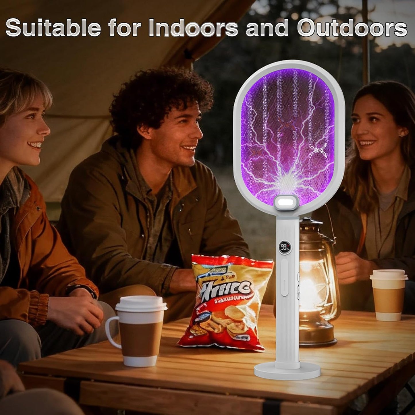 Electric Fly Swatter & Bug Zapper Racket, 3000V Mosquito Killer, 2-in-1 with UV Lamp Mode, USB Rechargeable, Indoor Outdoor Fly Killer
